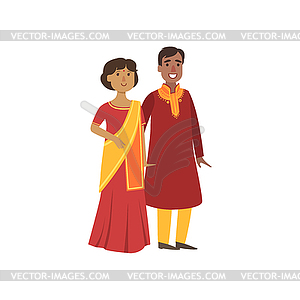 Couple In Indian National Clothes - royalty-free vector image