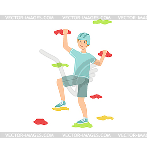 Man Doing Climbing On Indoors Wall - vector clip art