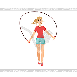 Woman Exercising With Skipping Rope - vector image