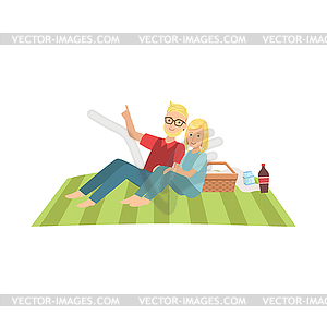 Пара Stargazing на пикник - векторизованное изображение