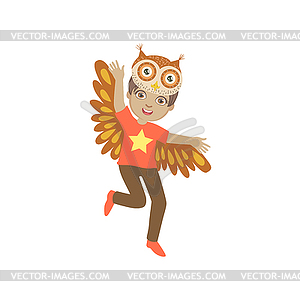 Boy Wearing Owl Animal Costume - vector clipart / vector image
