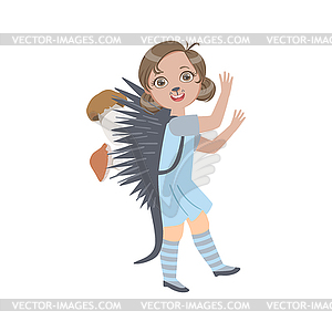 Girl Wearing Hedgehog Animal Costume - vector clip art