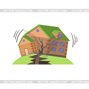 Huse In Earthquake, Natural Forces Threat - vector image