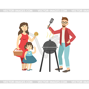 Barbeque Picnic For Family - vector image