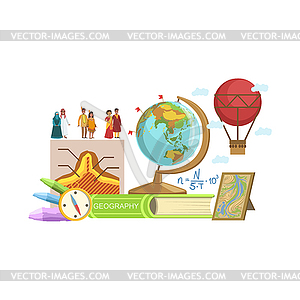 Geography Class Set Of Objects - royalty-free vector image