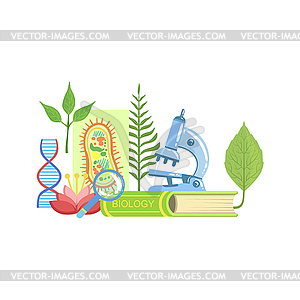 Biology Class Set Of Objects - vector image