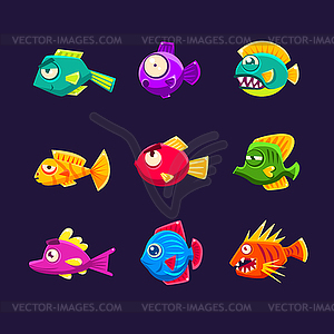 Colorful Tropical Fish Set - vector clip art