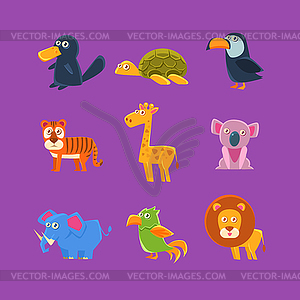 Exotic Animals Fauna Set - vector clipart