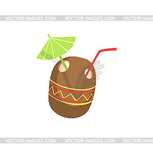 Cocktail Drink Served In Coconut - vector clipart