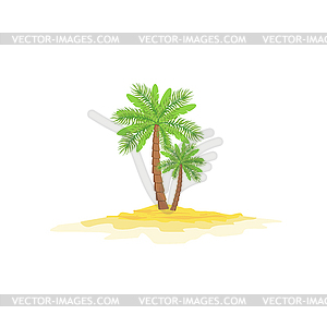 Two Palm Trees Standing On Sandy Beach - stock vector clipart