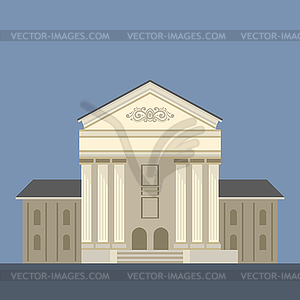 Внешний вид классического театрального здания - иллюстрация в векторном формате