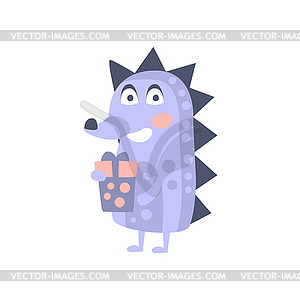 Hedgehog With Party Attributes Girly Stylized - vector image