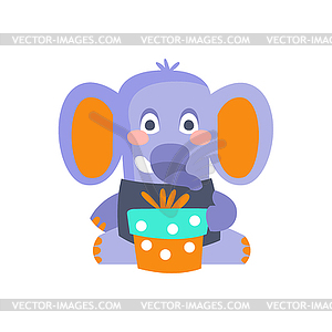 Elephant With Party Attributes Girly Stylized - vector image