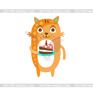 Cat With Party Attributes Girly Stylized Funky - vector clipart