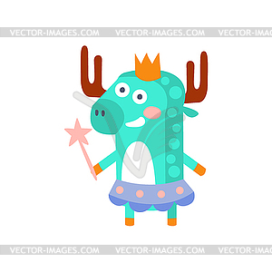 Moose With Party Attributes Girly Stylized Funky - stock vector clipart