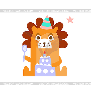 Lion With Party Attributes Girly Stylized Funky - vector image