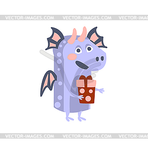 Dragon With Party Attributes Girly Stylized Funky - vector image