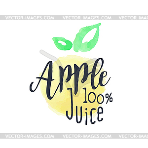 Apple 100 Percent Fresh Juice Promo Sign - vector clip art