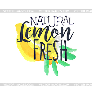 Lemon 100 Percent Fresh Juice Promo Sign - vector clipart