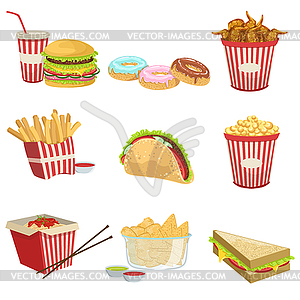 Street Food Menu Items Realistic Detailed s - royalty-free vector image