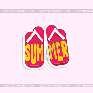 Flip-Flops Bright Color Summer Inspired Sticker Wit - vector clipart