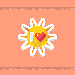 I Love Sun Bright Color Summer Inspired Sticker Wit - vector image