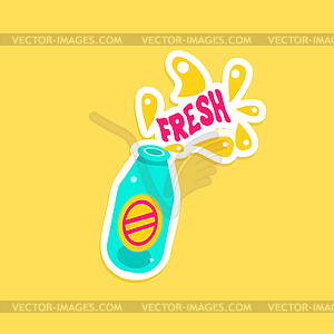 Bottle With Fresh Drink Bright Color Summer Inspire - vector clipart