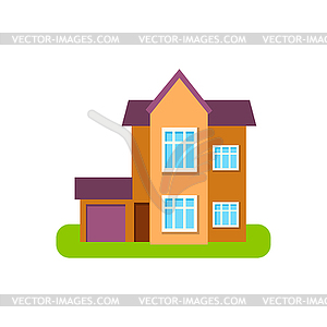 Modern Style Suburban House Exterior Design With - vector image