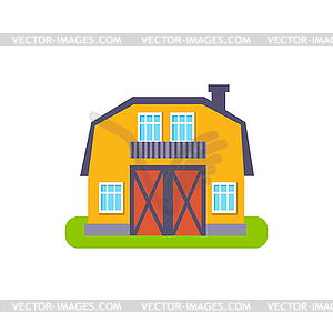 Yellow Barn Suburban House Exterior Design - vector clip art