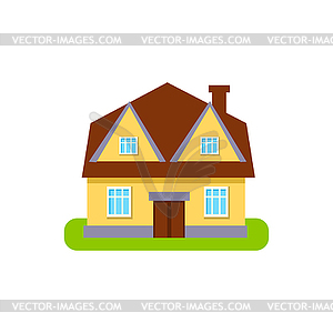 Four Window Suburban House Exterior Design - vector clipart