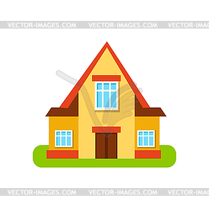 Three Windows Suburban House Exterior Design - vector clip art