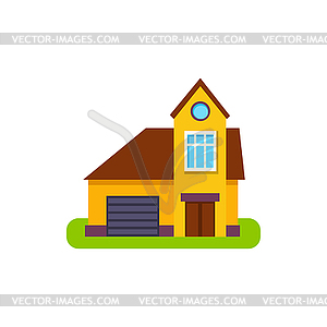 One Window Suburban House Exterior Design With - vector clipart