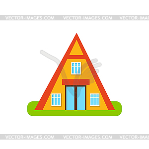 Pyramid Shaped Suburban House Exterior Design - vector image