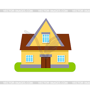 Classic Cottage Suburban House Exterior Design - vector EPS clipart