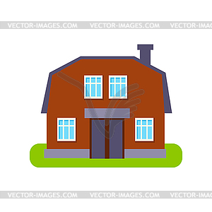 Коричневый Barn Suburban Дом Дизайн экстерьера - векторная иллюстрация