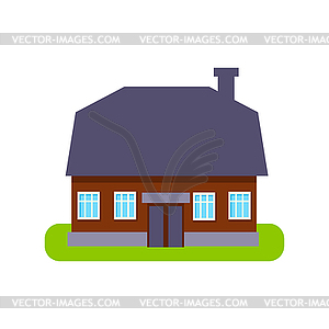 One Floor Large Suburban House Exterior Design - vector image