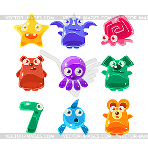 Cute Jelly Creatures Set - vector clipart