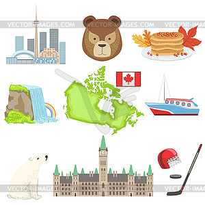 Canadian National Symbols Set - vector clip art
