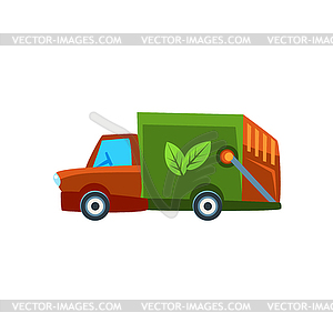 Orange Garbage Truck Toy Cute Car Icon - vector image