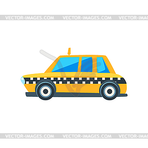 Yellow Taxi Toy Cute Car Icon - vector clipart / vector image