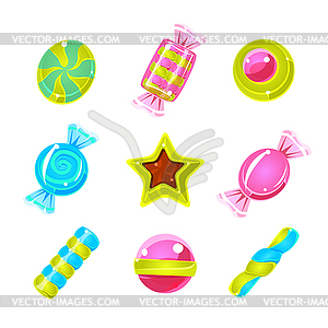 Hard Candy Красочные Симпатичные Простые иконки Set - векторное изображение клипарта