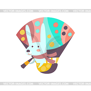 Bunny Riding Hot Air Balloon Stylized Fantastic - vector image