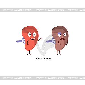 Healthy vs Unhealthy Spleen Infographic - vector image