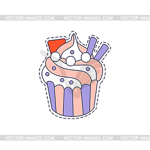 Cupcake Bright Hipster Sticker - royalty-free vector image