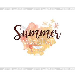 Summer Vacation Message Watercolor Stylized Label - vector EPS clipart