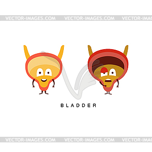 Healthy vs Unhealthy Bladder Infographic - vector clipart