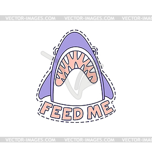 Feed Me Shark Bright Hipster Sticker - vector EPS clipart