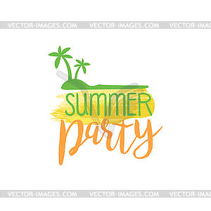 Summer Party Message Watercolor Stylized Label - stock vector clipart