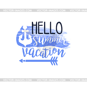 Hello Summer Vacation Message Watercolor Stylized - royalty-free vector image