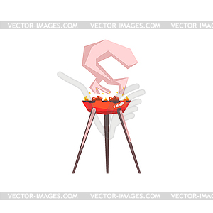 Open Barbecue With Meat Picnic Food - vector clipart / vector image